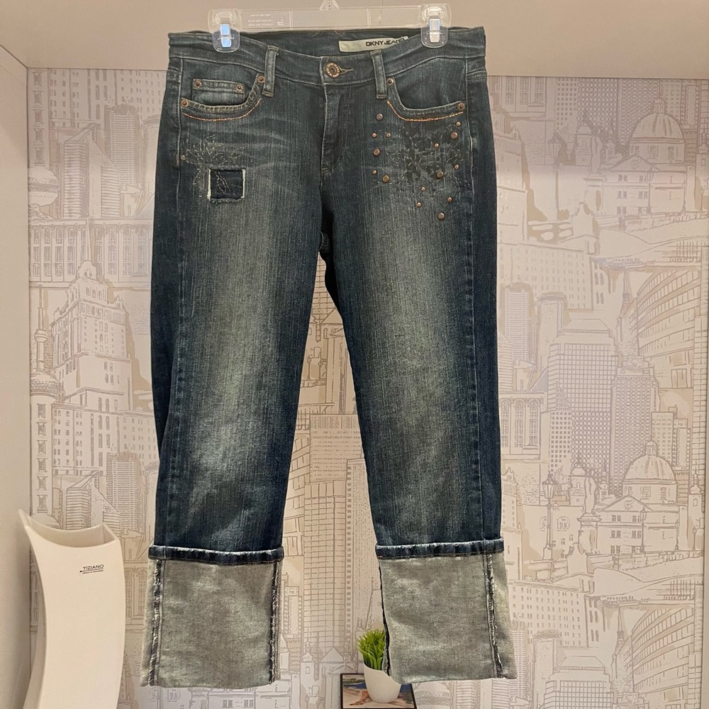 DKNY Jeans Pants Dark Blue Wash Denim Size 6